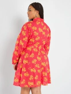 Vestido Camisero Corto Con Cinturón - ROSA -TrendyModa Ventas vestido camisero corto con cinturon rosa aev14 1 frb3