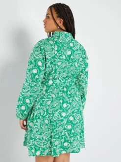 Vestido Camisero Corto Con Cinturón - VERDE -TrendyModa Ventas vestido camisero corto con cinturon verde aev14 3 frb3