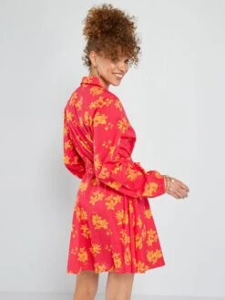 Vestido Camisero Corto Estampado - ROSA -TrendyModa Ventas vestido camisero corto estampado rosa adz77 2 frb4