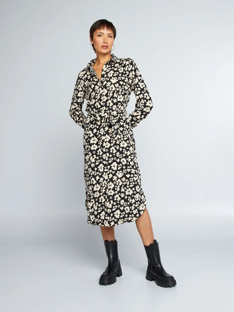 Vestido Camisero De 'flores' 'JDY' - NEGRO 3 Vestido Camisero De 'flores' 'JDY' - NEGRO