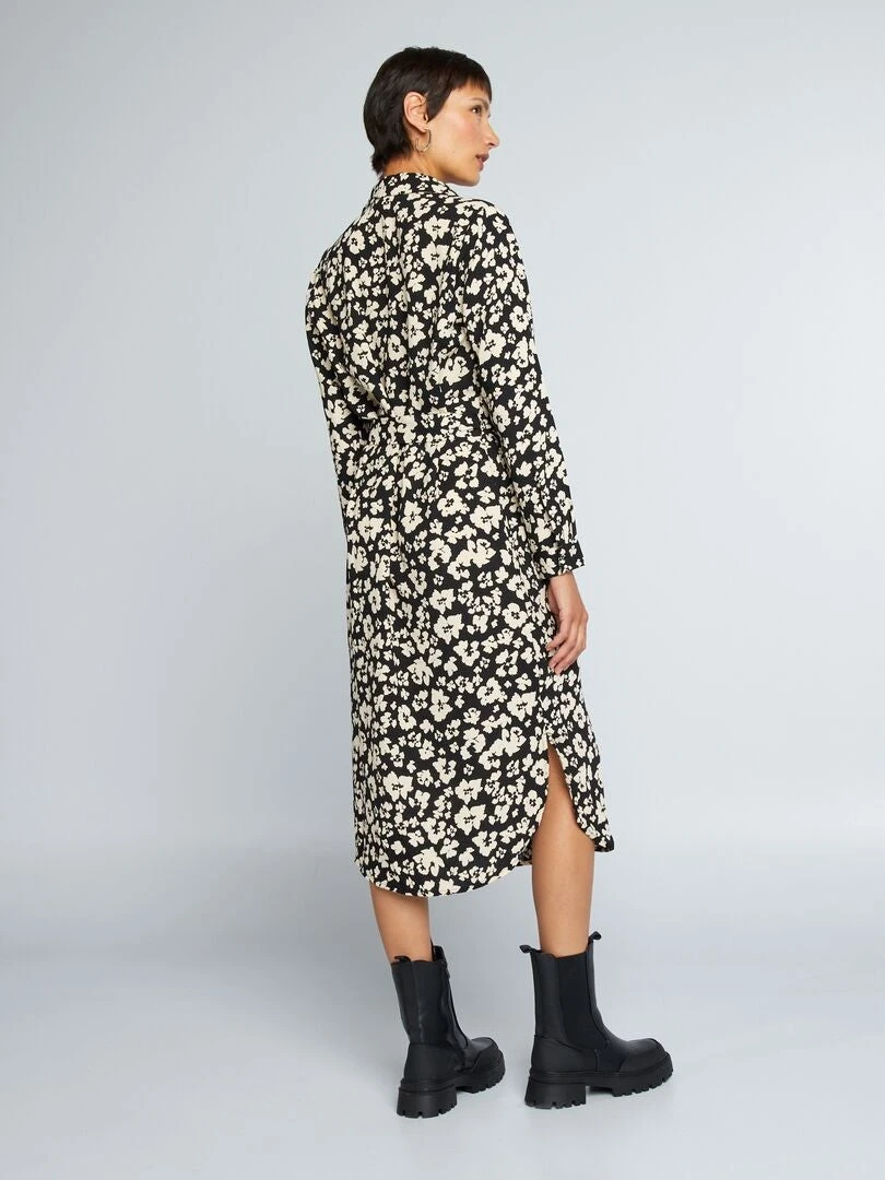 Vestido Camisero De 'flores' 'JDY' - NEGRO 6 Vestido Camisero De 'flores' 'JDY' - NEGRO - Imagen 4