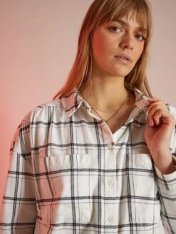 Vestido Camisero De Franela - BLANCO -TrendyModa Ventas vestido camisero de franela blanco zi677 4 frb3