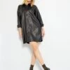 Vestido Camisero De Piel Sintética - Negro -TrendyModa Ventas vestido camisero de piel sintetica negro zg170 1 frb1