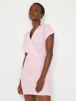 Vestido Camisero De Rayas - ROSA