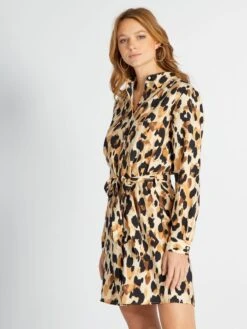 Vestido Camisero Estampado 'JDY' - Leopardo -TrendyModa Ventas vestido camisero estampado jdy leopardo amv55 1 frb4