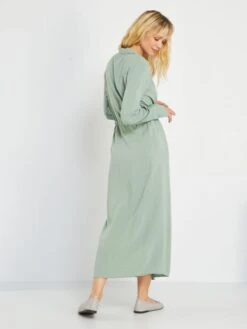 Vestido Camisero Largo - KAKI -TrendyModa Ventas vestido camisero largo kaki zk457 2 frb4