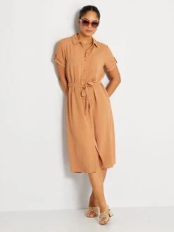 Vestido Camisero Largo Medio 'JDY' - Camello