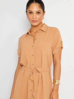 Vestido Camisero Largo Medio 'JDY' - Camello -TrendyModa Ventas vestido camisero largo medio jdy camello abw06 2 frb4