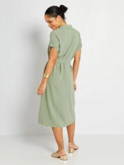 Vestido Camisero Largo Medio 'JDY' - KAKI -TrendyModa Ventas vestido camisero largo medio jdy kaki abw06 3 frb3