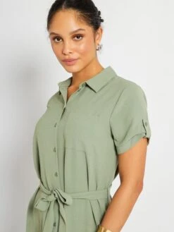 Vestido Camisero Largo Medio 'JDY' - KAKI -TrendyModa Ventas vestido camisero largo medio jdy kaki abw06 3 frb4