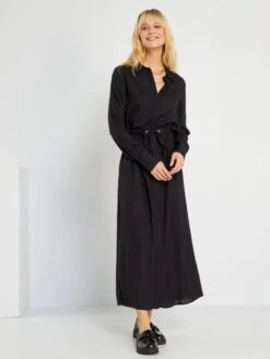 Vestido Camisero Largo - NEGRO -TrendyModa Ventas vestido camisero largo negro zk457 1 frb4