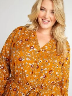 Vestido Camisero Midi Con Estampado All Over - MARRON -TrendyModa Ventas vestido camisero midi con estampado all over marron ahv54 2 frb4