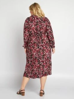 Vestido Camisero Midi Con Estampado All Over - NEGRO -TrendyModa Ventas vestido camisero midi con estampado all over negro ahv54 1 frb4