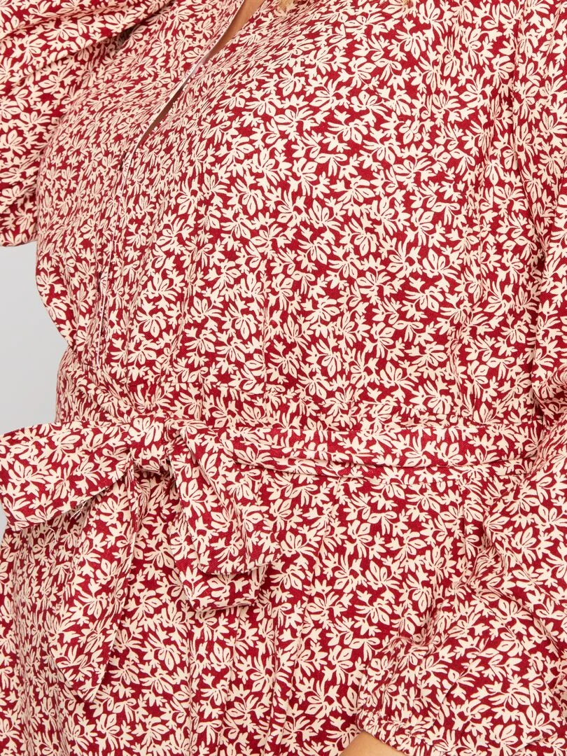 Vestido Camisero Midi Con Estampado All Over - ROJO 7 Vestido Camisero Midi Con Estampado All Over - ROJO - Imagen 5