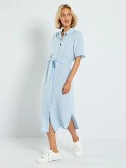 Vestido Camisero Vaporoso 'JDY' - Azul -TrendyModa Ventas vestido camisero vaporoso jdy azul aih45 2 frb3