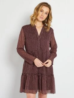 Vestido Con Cuello Panadero - Burdeos