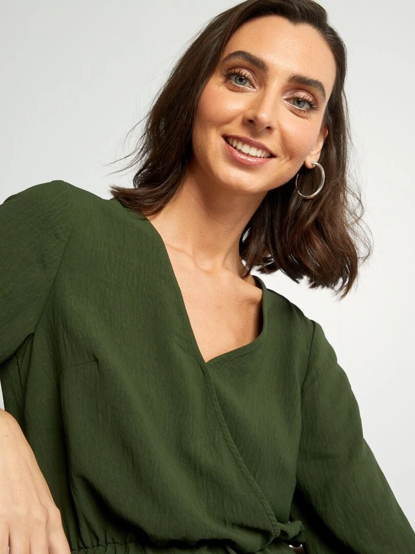 Vestido Con Escote Cruzado - KOMU VERDE 4 Vestido Con Escote Cruzado - KOMU VERDE - Imagen 2