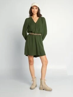 Vestido Con Escote Cruzado - KOMU VERDE 9 Vestido Con Escote Cruzado - KOMU VERDE -TrendyModa Ventas vestido con escote cruzado komu verde asa95 3 frb3