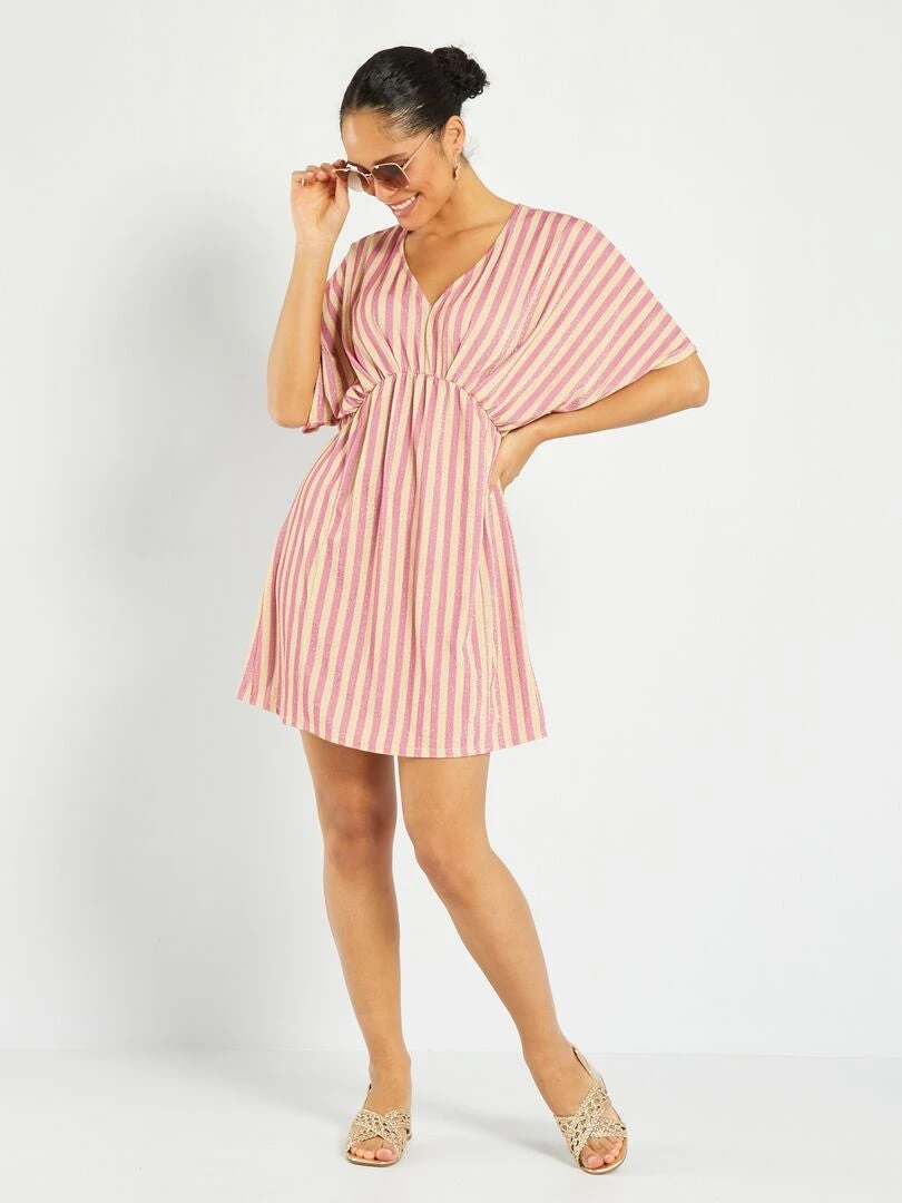 Vestido Corto Con Brillos - ROSA 3 Vestido Corto Con Brillos - ROSA