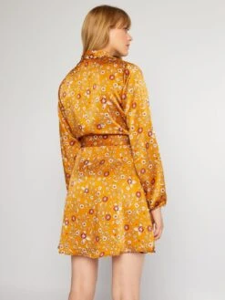 Vestido Corto Con Cinturón - Amarillo -TrendyModa Ventas vestido corto con cinturon amarillo aji85 2 frb3