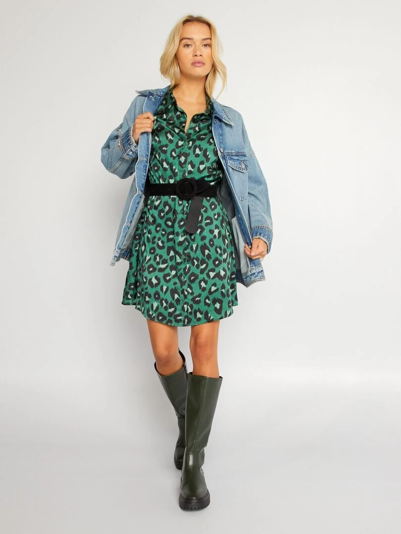 Vestido Corto Con Cinturón - Blanco 4 Vestido Corto Con Cinturón - Blanco - Imagen 2