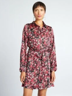 Vestido Corto Con Cinturón - Rojo