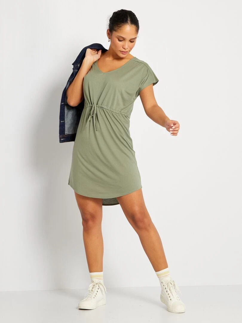 Vestido Corto Con Cordón Ajustable 'JDY' - KAKI 3 Vestido Corto Con Cordón Ajustable 'JDY' - KAKI