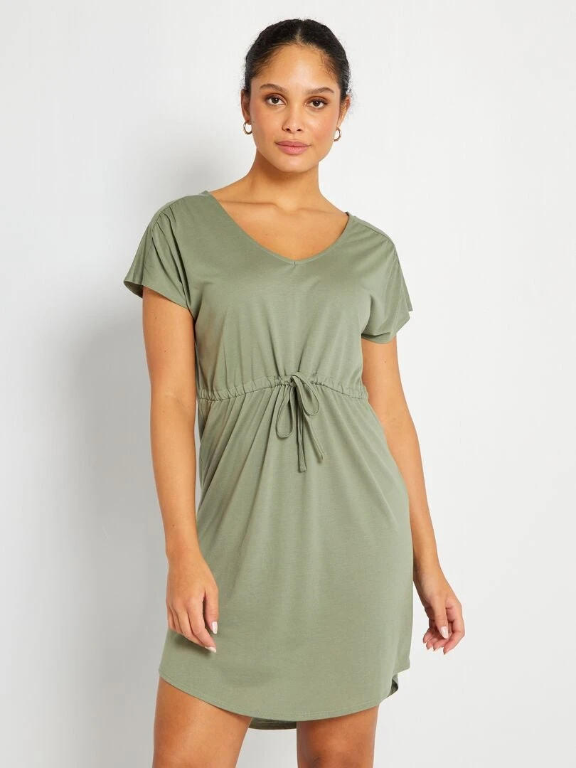 Vestido Corto Con Cordón Ajustable 'JDY' - KAKI 4 Vestido Corto Con Cordón Ajustable 'JDY' - KAKI - Imagen 2