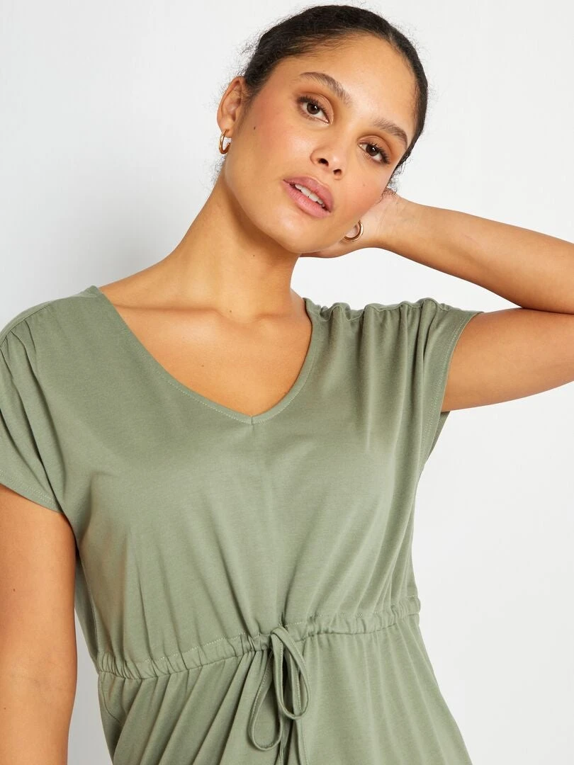 Vestido Corto Con Cordón Ajustable 'JDY' - KAKI 6 Vestido Corto Con Cordón Ajustable 'JDY' - KAKI - Imagen 4