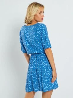 Vestido Corto Con Estampado De Fantasía - AZUL -TrendyModa Ventas vestido corto con estampado de fantasia azul zk715 7 frb3