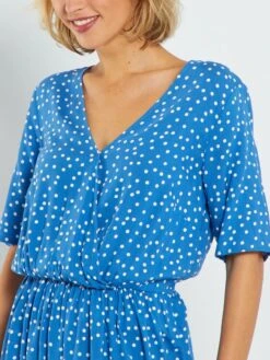 Vestido Corto Con Estampado De Fantasía - AZUL -TrendyModa Ventas vestido corto con estampado de fantasia azul zk715 7 frb4