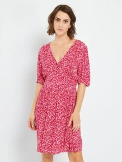 Vestido Corto Con Estampado De 'flores' - ROSA