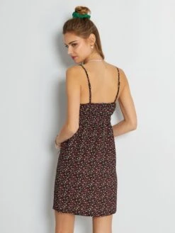 Vestido Corto Con Motivos - NEGRO -TrendyModa Ventas vestido corto con motivos negro zr774 3 frb4