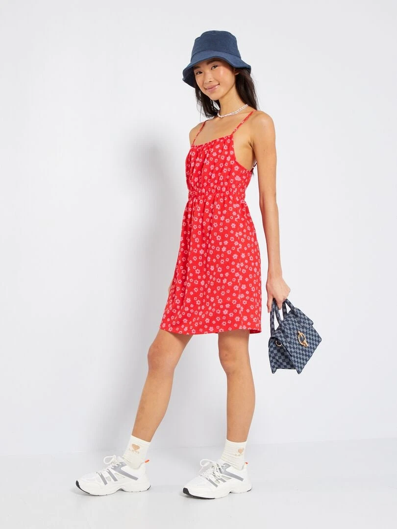 Vestido Corto Con Motivos - ROJO 3 Vestido Corto Con Motivos - ROJO