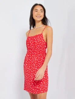 Vestido Corto Con Motivos - ROJO 7 Vestido Corto Con Motivos - ROJO -TrendyModa Ventas vestido corto con motivos rojo zr774 5 frb2