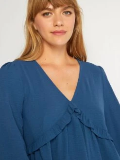 Vestido Corto Con Volante Texturizado - Azul 9 Vestido Corto Con Volante Texturizado - Azul -TrendyModa Ventas vestido corto con volante texturizado azul aiu35 1 frb4