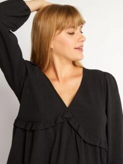 Vestido Corto Con Volante Texturizado - Negro 9 Vestido Corto Con Volante Texturizado - Negro -TrendyModa Ventas vestido corto con volante texturizado negro aiu35 2 frb4