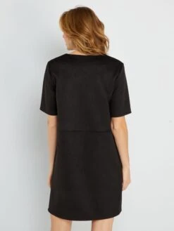 Vestido Corto De Antelina - Negro -TrendyModa Ventas vestido corto de antelina negro zi686 2 frb4