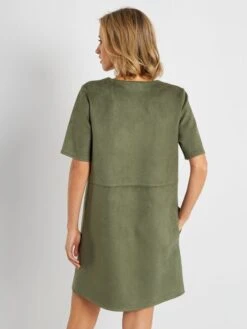 Vestido Corto De Antelina - Verde Oscuro -TrendyModa Ventas vestido corto de antelina verde oscuro zi686 3 frb4