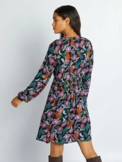 Vestido Corto De Crespón - NEGRO -TrendyModa Ventas vestido corto de crespon negro aiw86 2 frb3