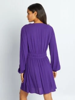 Vestido Corto De Crespón - PURPURA -TrendyModa Ventas vestido corto de crespon purpura aiw86 1 frb4