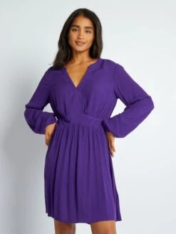 Vestido Corto De Crespón - PURPURA -TrendyModa Ventas vestido corto de crespon purpura aiw86 1 frb5