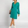 Vestido Corto De Crespón - VERDE -TrendyModa Ventas vestido corto de crespon verde aiw86 4 frb1