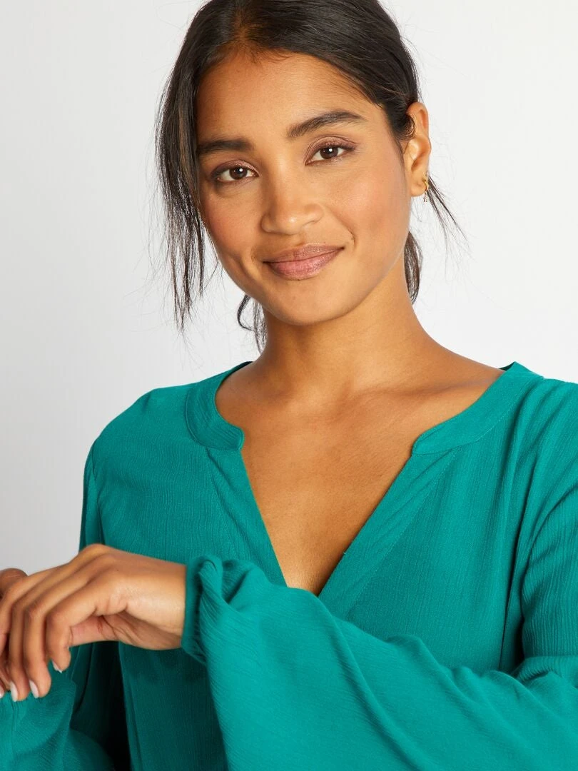 Vestido Corto De Crespón - VERDE 6 Vestido Corto De Crespón - VERDE - Imagen 5