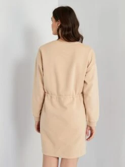 Vestido Corto De Felpa Liso - BEIGE -TrendyModa Ventas vestido corto de felpa liso beige zi702 1 frb3
