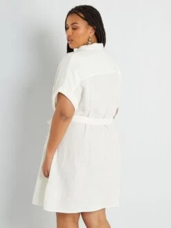 Vestido Corto De Gasa De Algodón - BLANCO 8 Vestido Corto De Gasa De Algodón - BLANCO -TrendyModa Ventas vestido corto de gasa de algodon blanco abz66 1 frb3