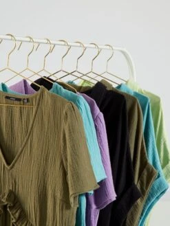 Vestido Corto De Gasa De Algodón - Morado -TrendyModa Ventas vestido corto de gasa de algodon morado zn774 5 frb2