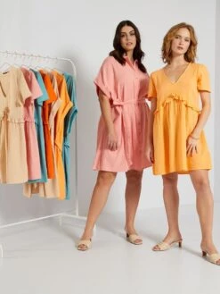 Vestido Corto De Gasa De Algodón - Naranja Albaricoque 8 Vestido Corto De Gasa De Algodón - Naranja Albaricoque -TrendyModa Ventas vestido corto de gasa de algodon naranja albaricoque zn774 7 frb2