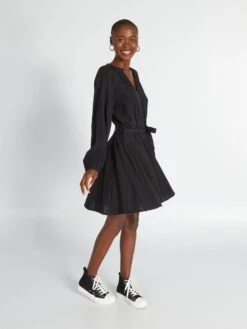 Vestido Corto De Gasa De Algodón - Negro 10 Vestido Corto De Gasa De Algodón - Negro -TrendyModa Ventas vestido corto de gasa de algodon negro axz58 1 frb3