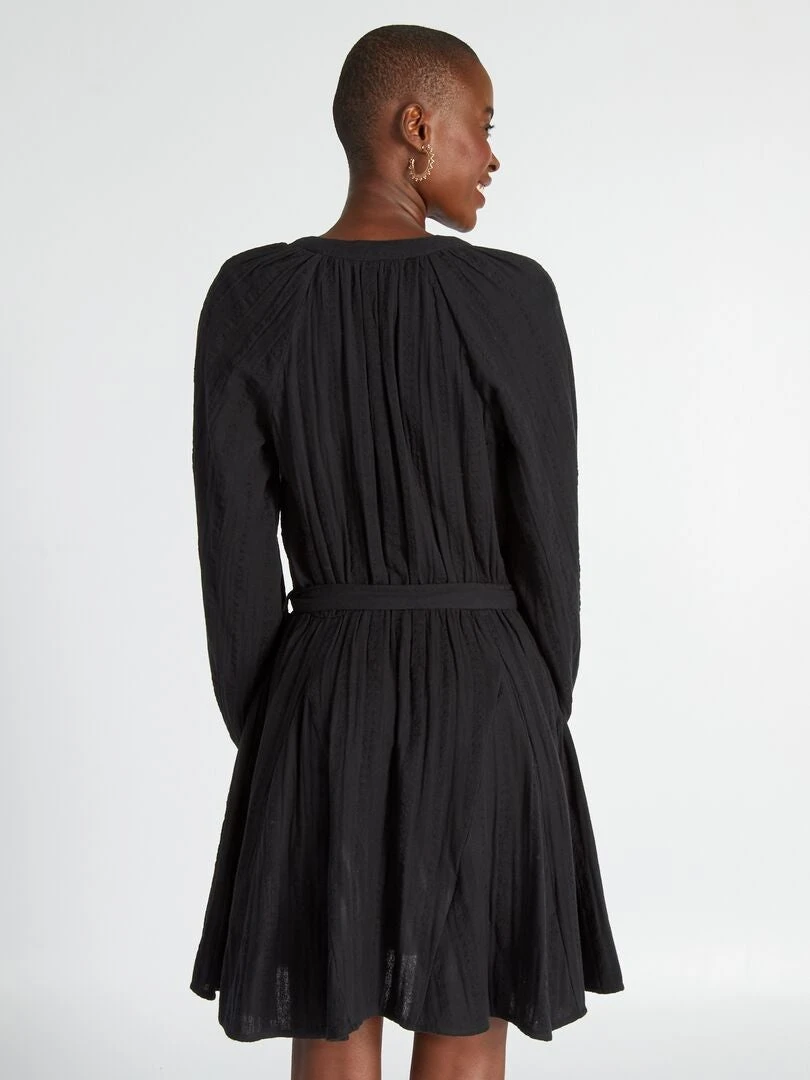 Vestido Corto De Gasa De Algodón - Negro 6 Vestido Corto De Gasa De Algodón - Negro - Imagen 4